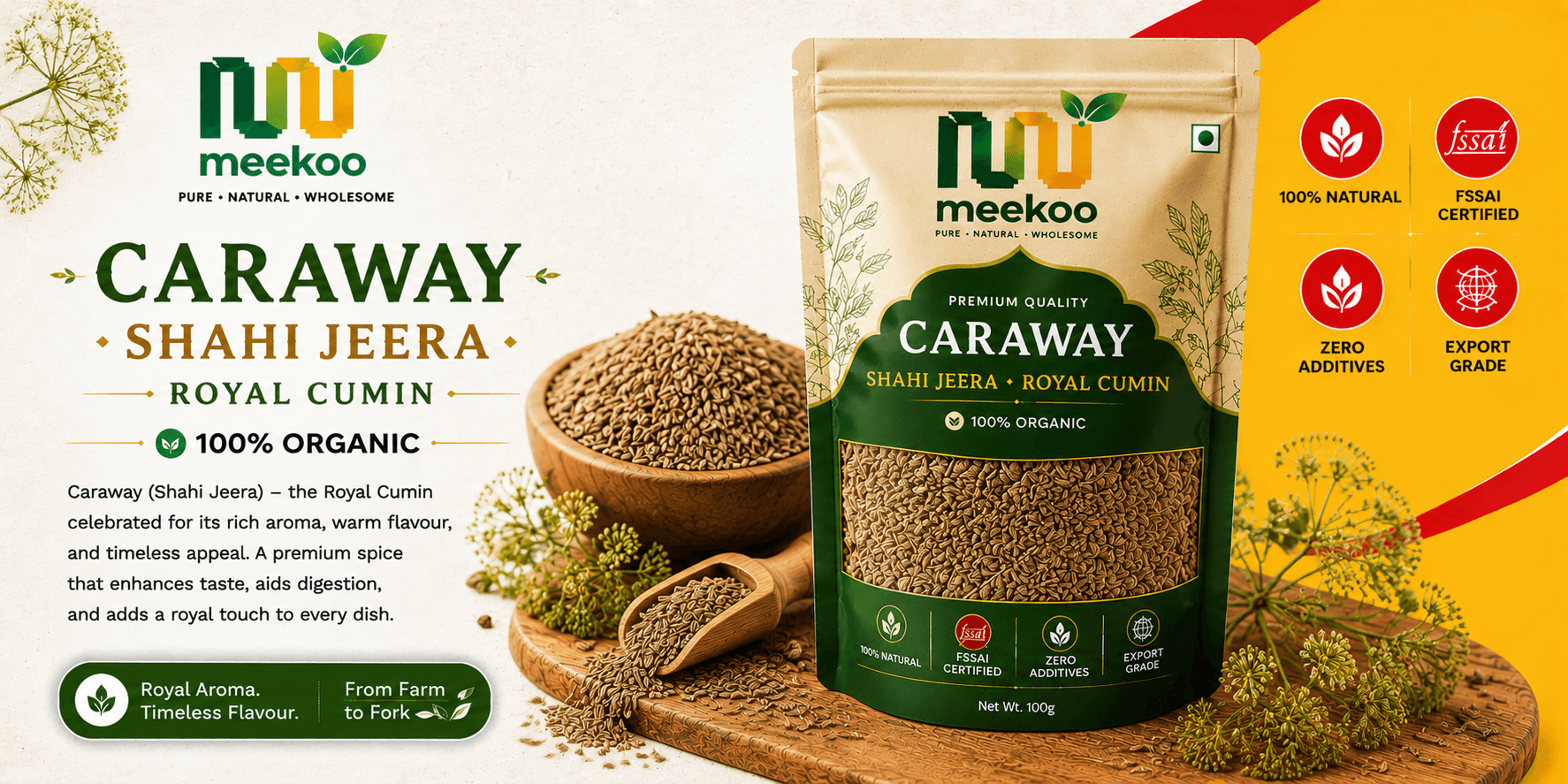 Caraway (Shahi Jeera · Royal Cumin) — Meekoo organic