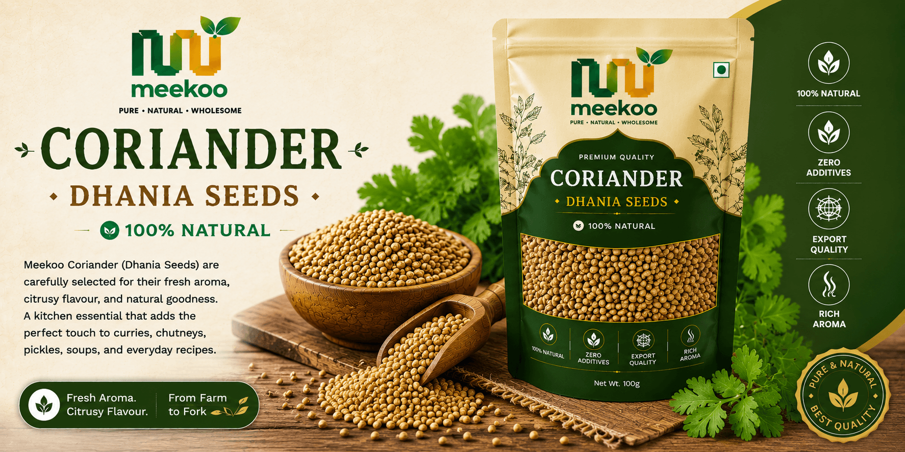 Coriander (Dhania Seeds) — Meekoo organic