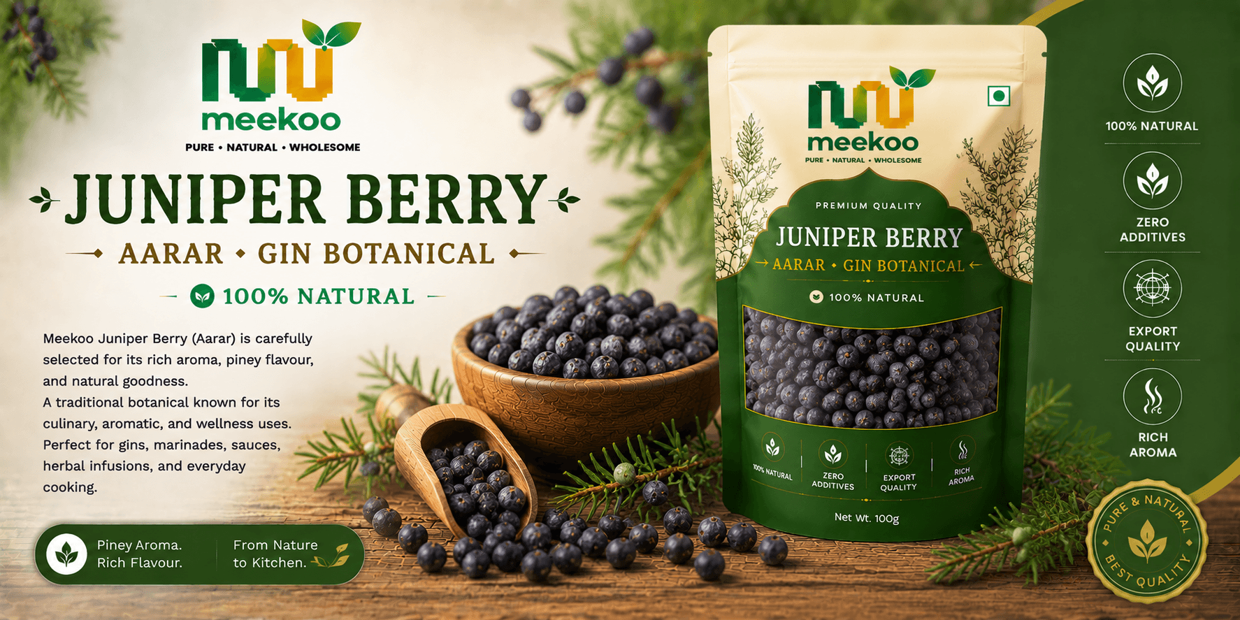 Juniper Berry (Aarar · Gin Botanical) — Meekoo organic