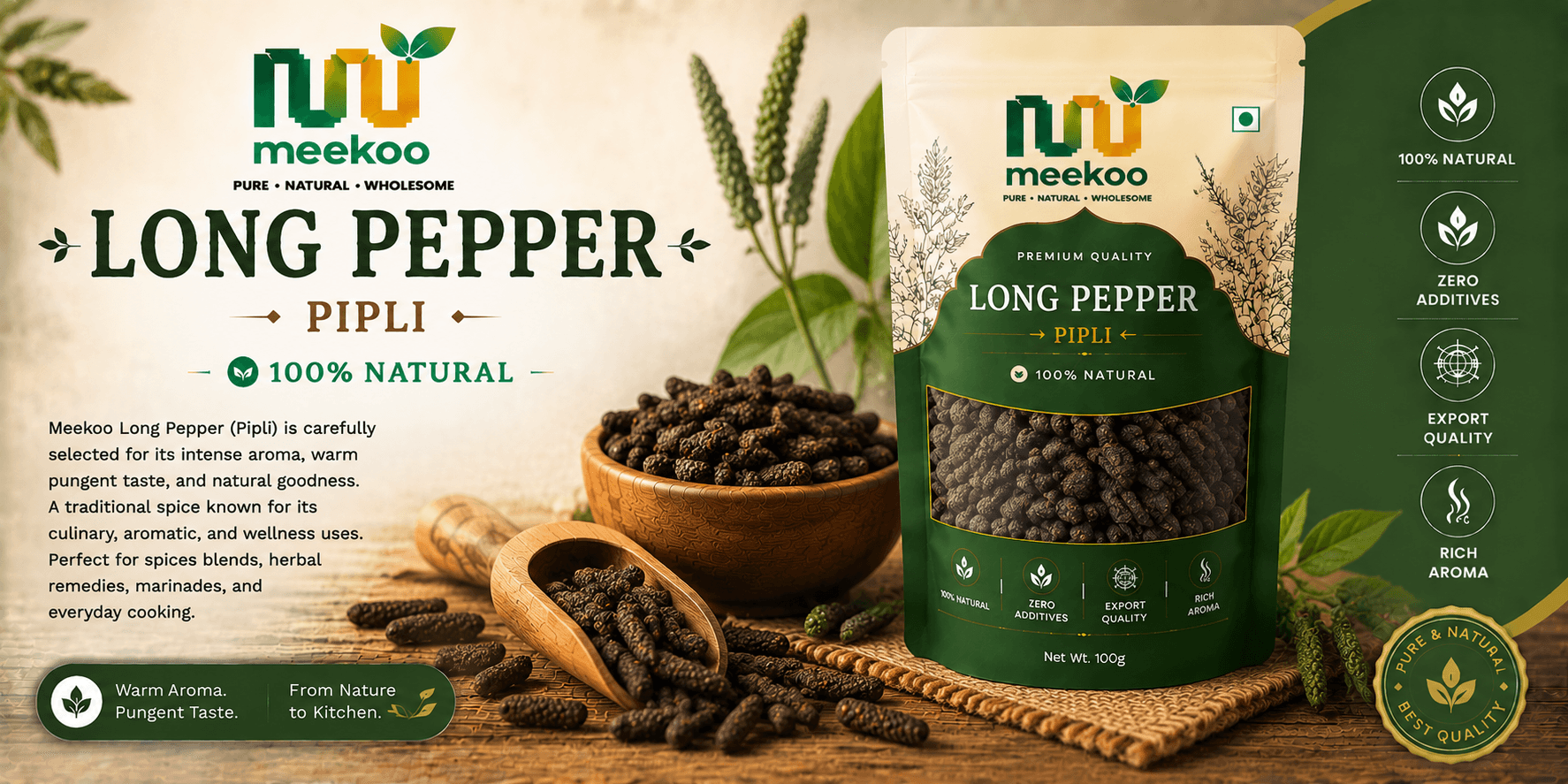 Long Pepper (Pipli) — Meekoo organic