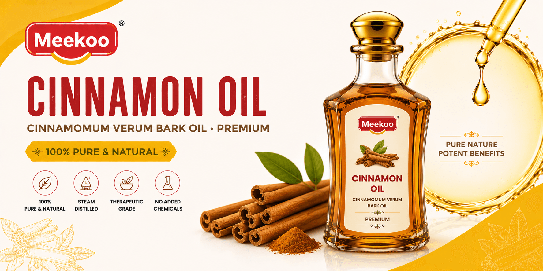 Cinnamon Oil (Cinnamomum verum Bark Oil · Premium) — Meekoo organic