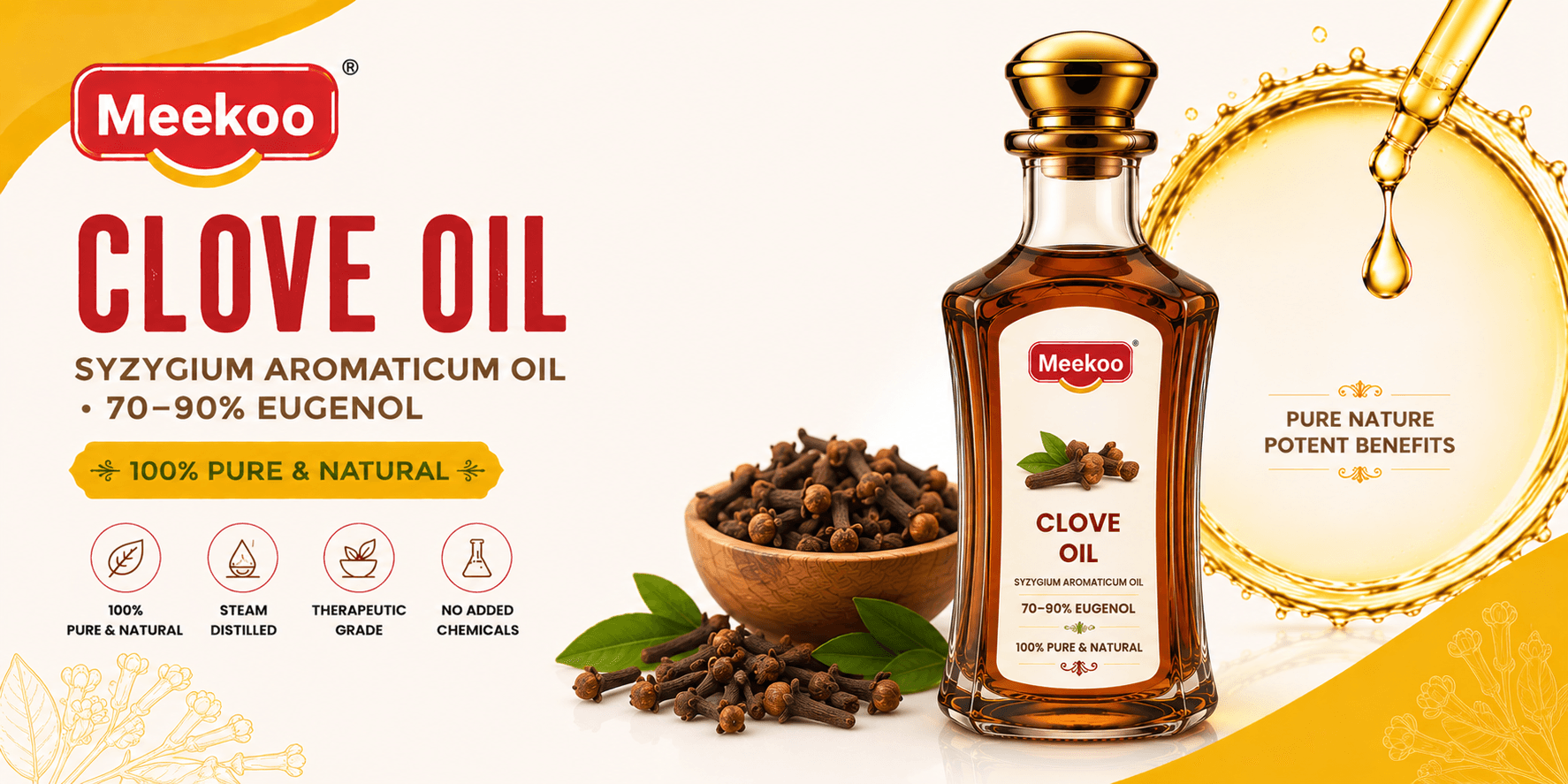 Clove Oil (Syzygium aromaticum Oil · 70–90% Eugenol) — Meekoo organic