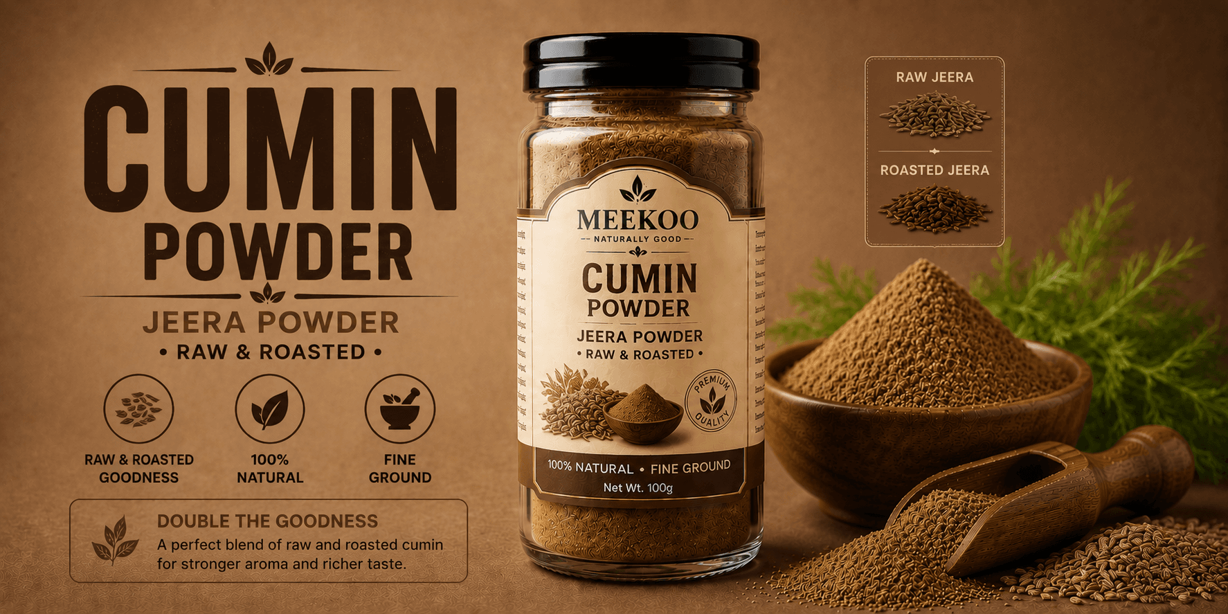 Cumin Powder (Jeera Powder · Raw & Roasted) — Meekoo organic