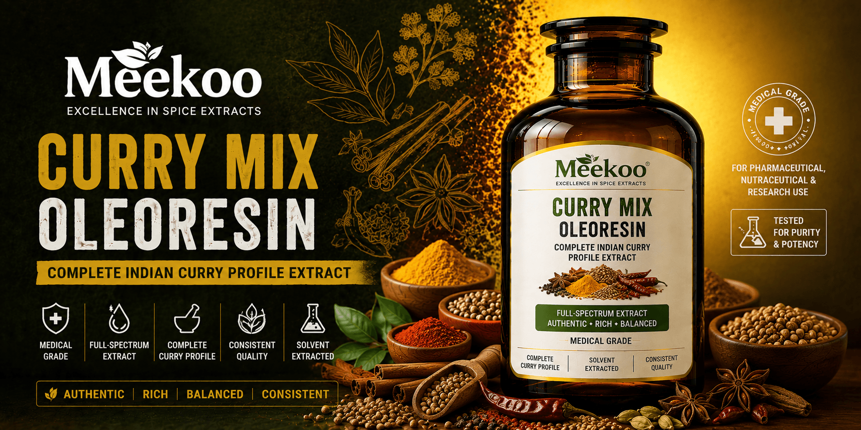 Curry Mix Oleoresin (Complete Indian Curry Profile Extract) — Meekoo organic