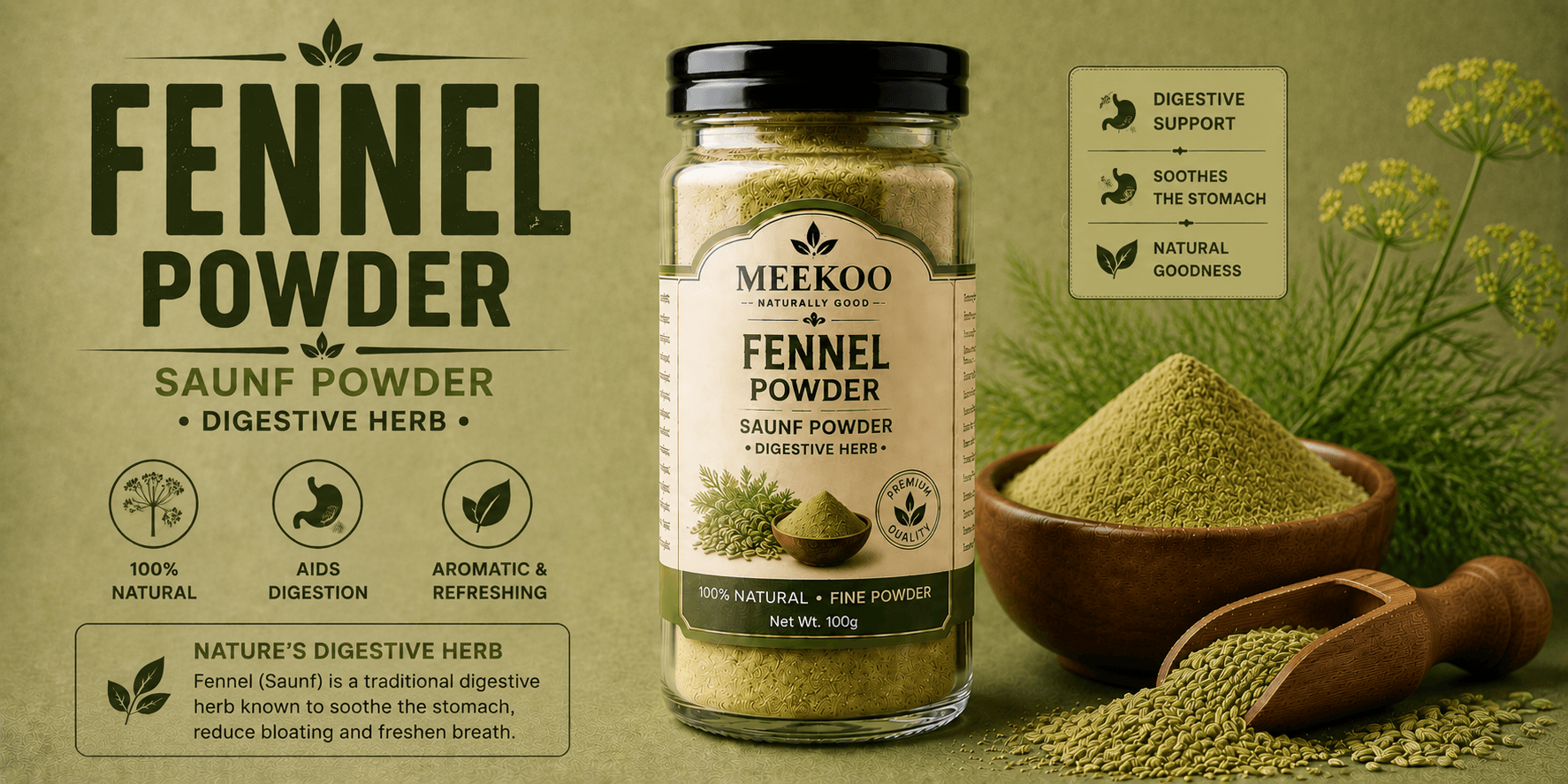 Fennel Powder (Saunf Powder · Digestive Herb) — Meekoo organic