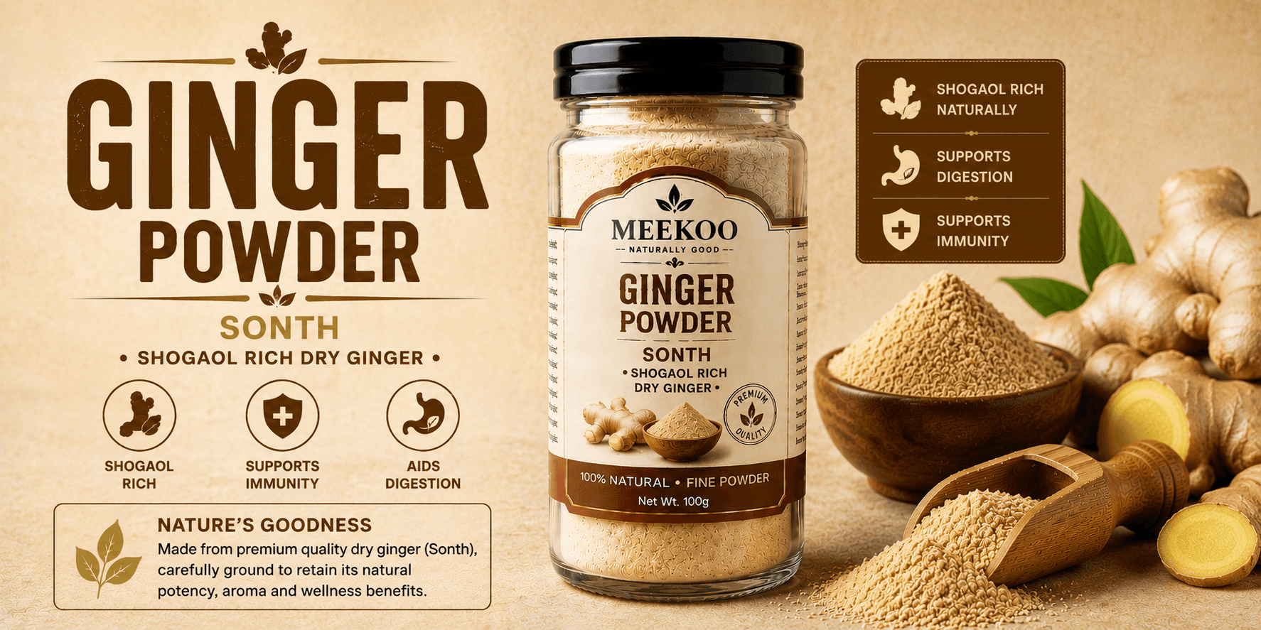 Ginger Powder (Sonth · Shogaol Rich Dry Ginger) — Meekoo organic