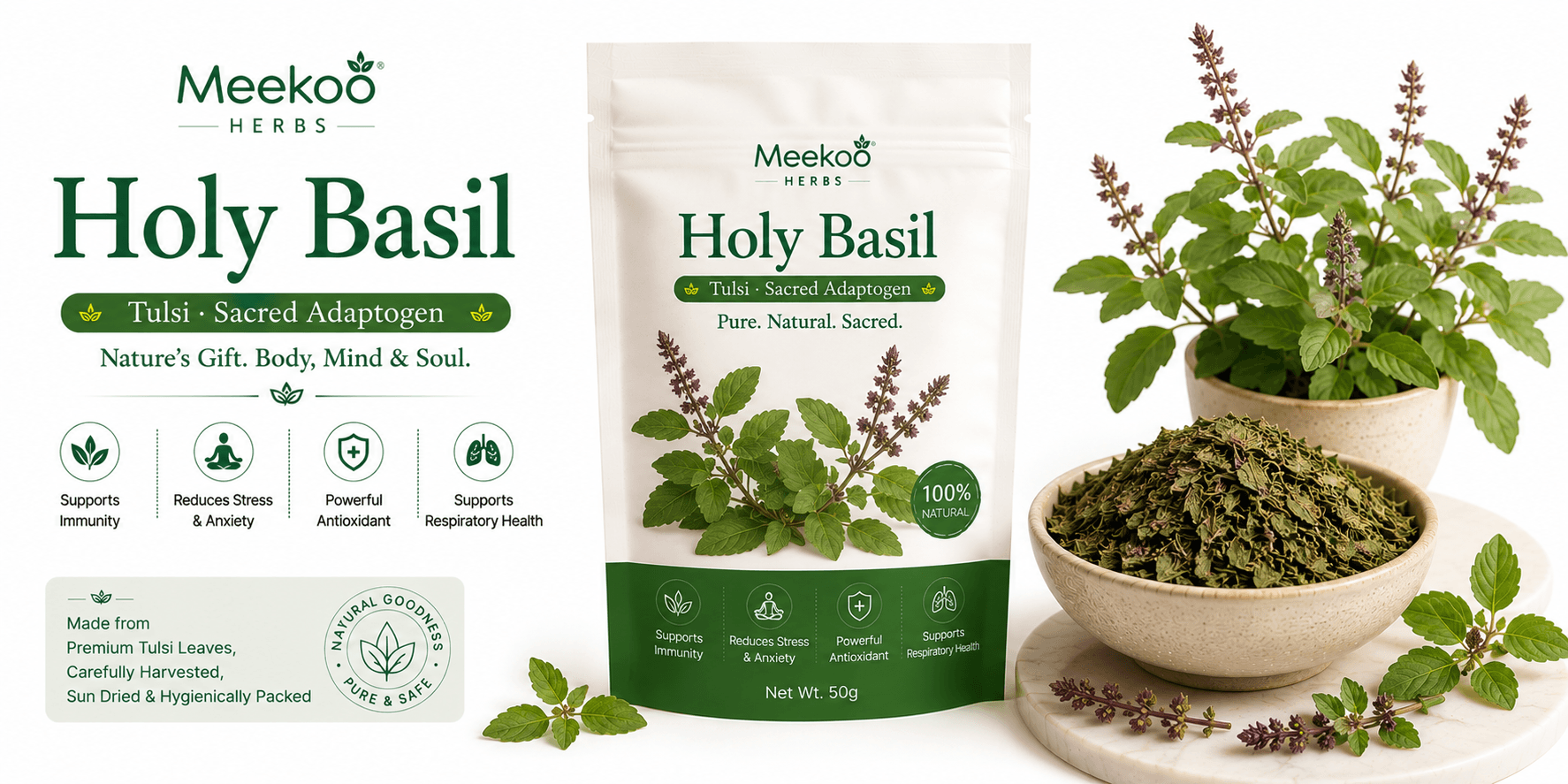 Holy Basil (Tulsi · Sacred Adaptogen) — Meekoo organic