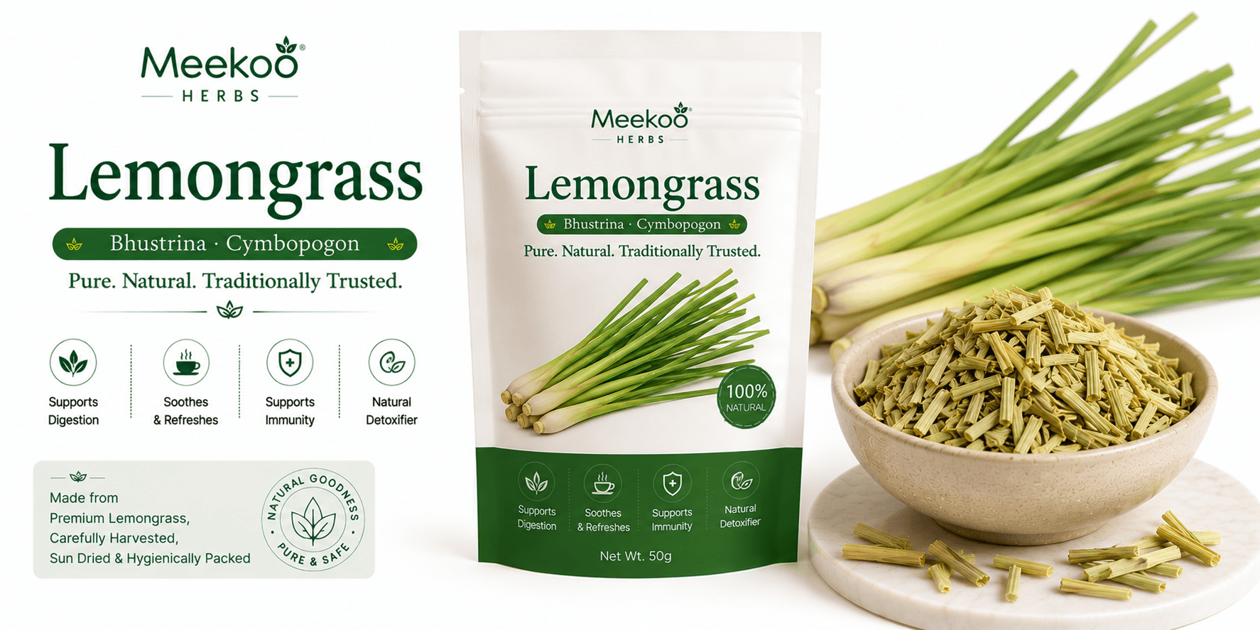 Lemongrass (Bhustrina · Cymbopogon) — Meekoo organic