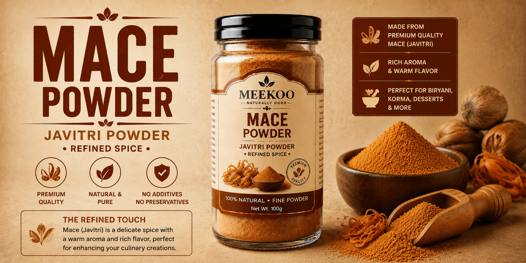Mace Powder (Javitri Powder · Refined Spice) — Meekoo organic