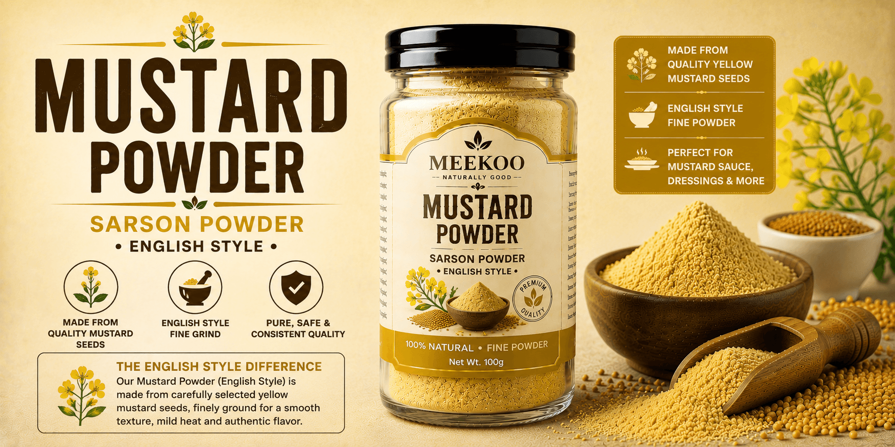 Mustard Powder (Sarson Powder · English Style) — Meekoo organic