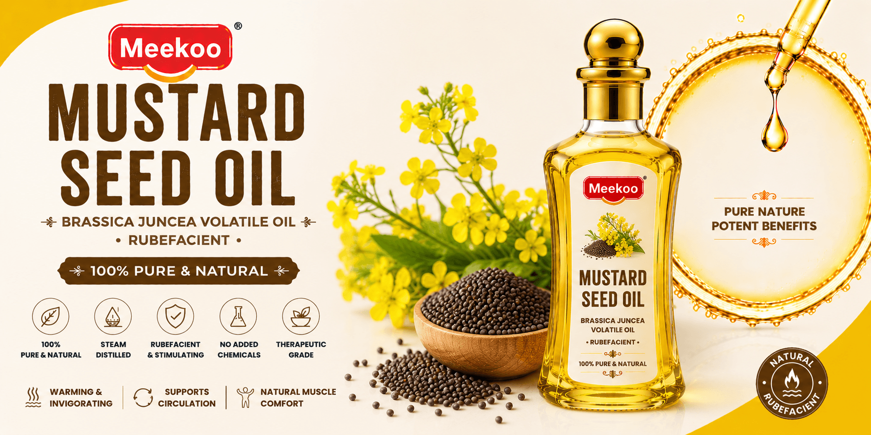 Mustard Seed Oil (Brassica juncea Volatile Oil · Rubefacient) — Meekoo organic