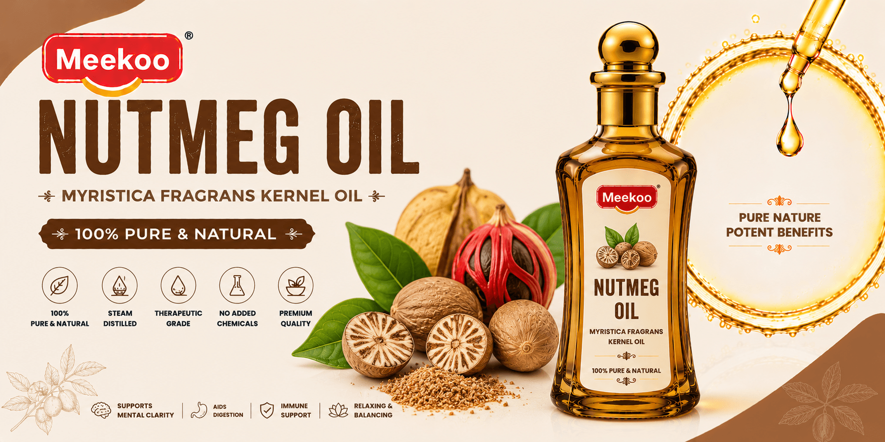 Nutmeg Oil (Myristica fragrans Kernel Oil) — Meekoo organic