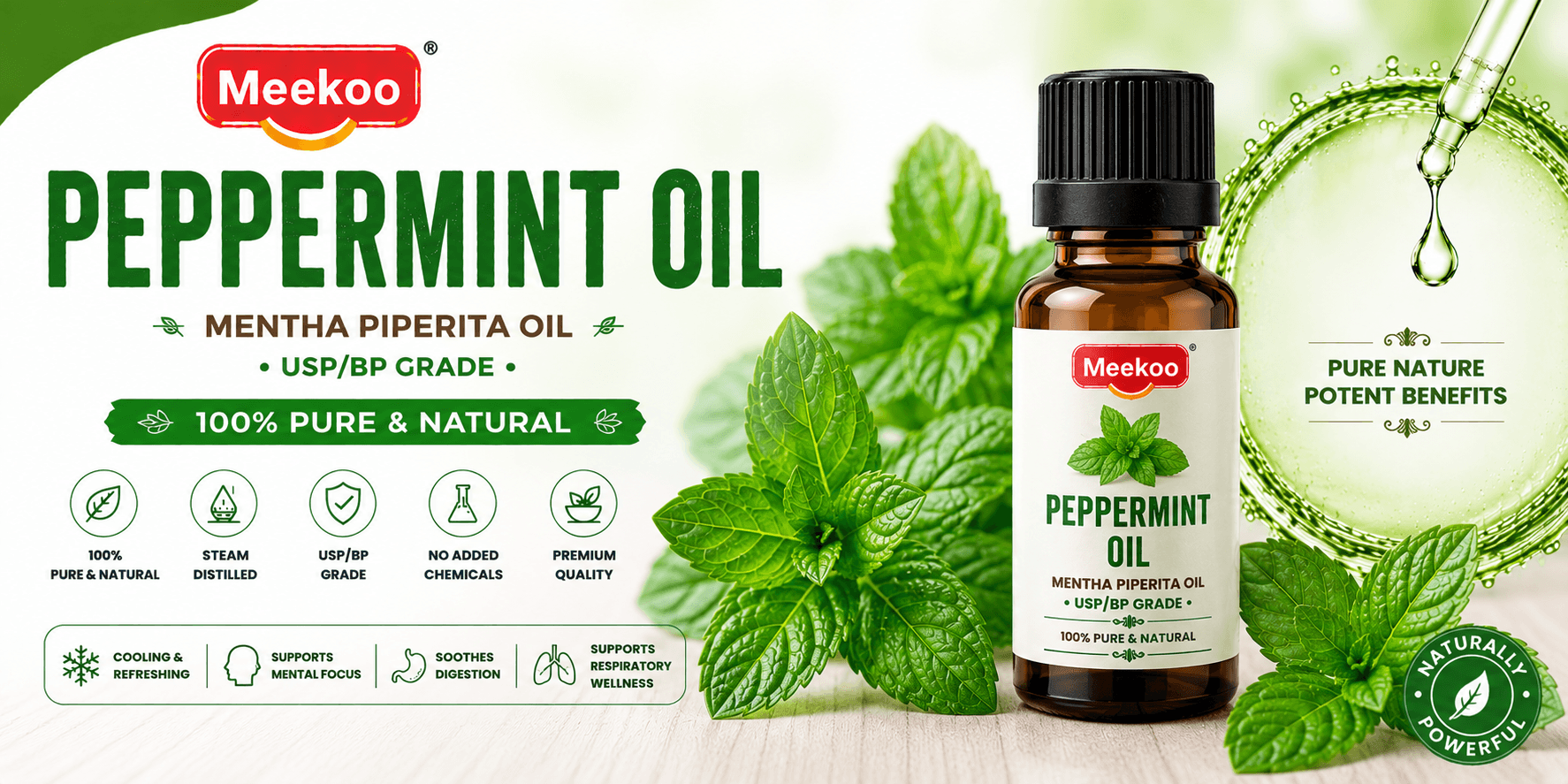 Peppermint Oil (Mentha piperita Oil · USP/BP Grade) — Meekoo organic
