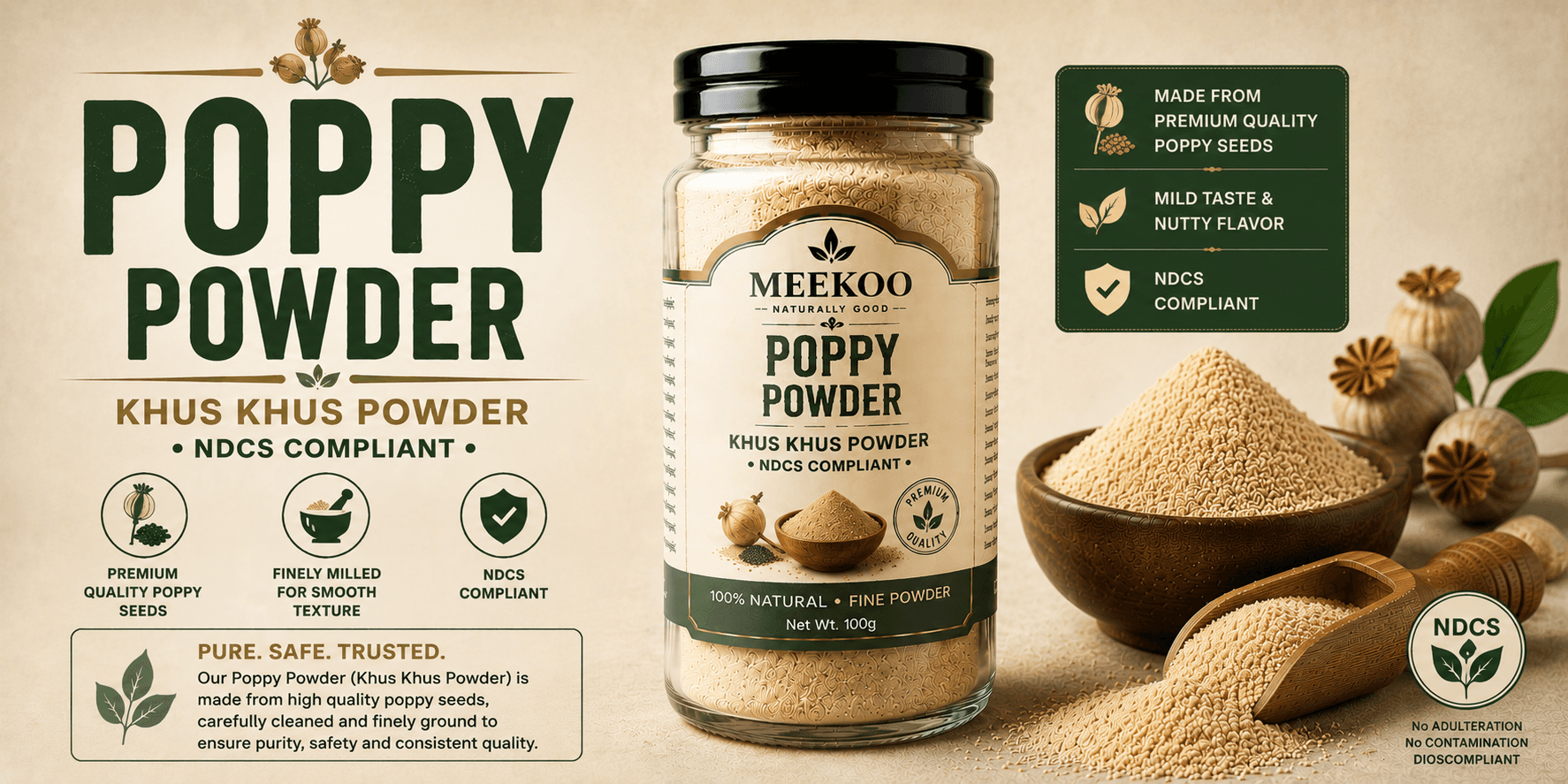 Poppy Powder (Khus Khus Powder · NDCS Compliant) — Meekoo organic
