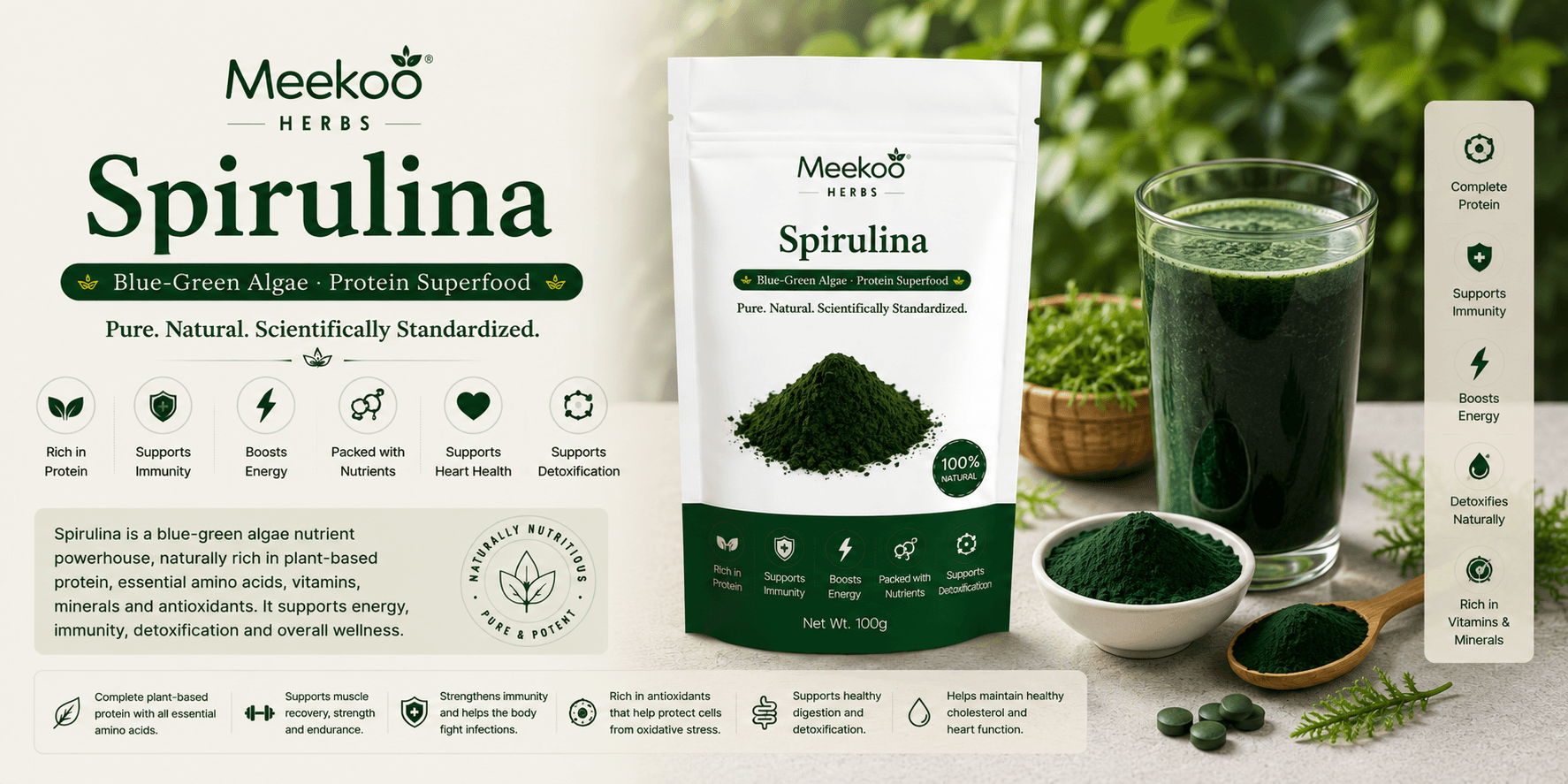 Spirulina (Blue-Green Algae · Protein Superfood) — Meekoo organic