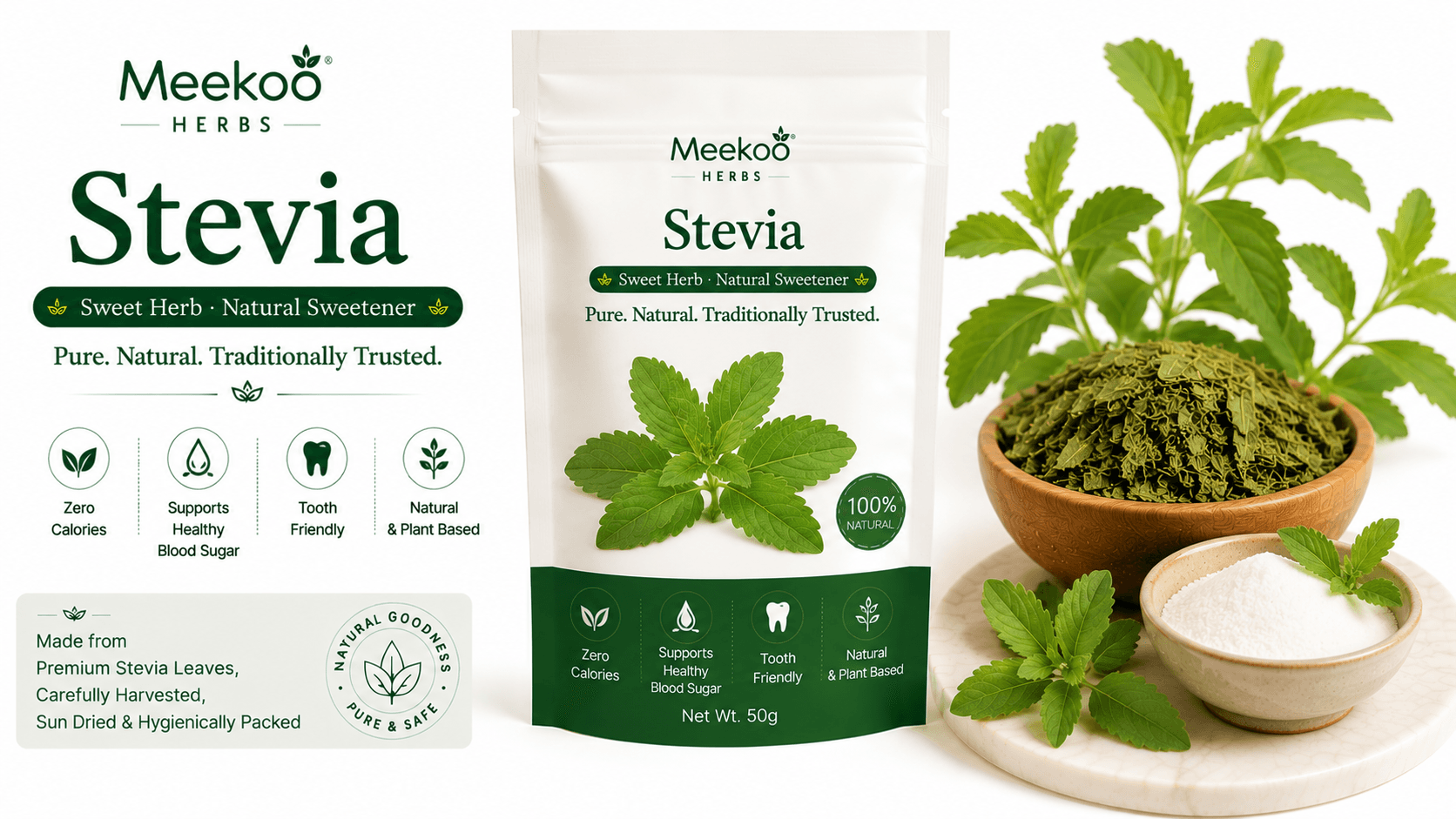 Stevia (Sweet Herb · Natural Sweetener) — Meekoo organic