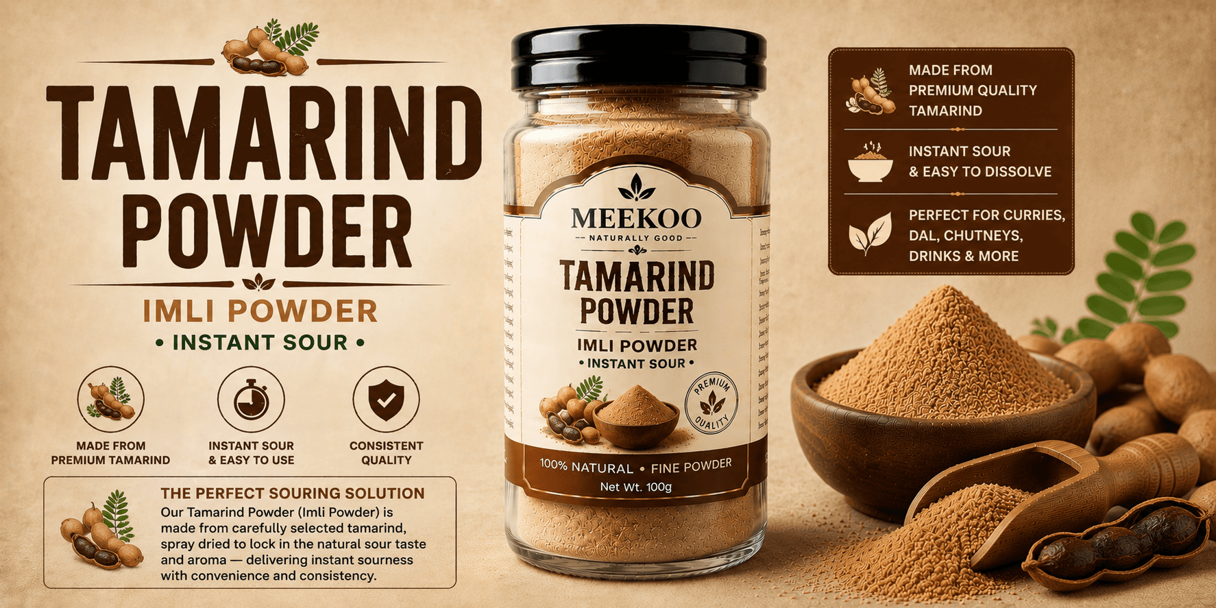 Tamarind Powder (Imli Powder · Instant Sour) — Meekoo organic