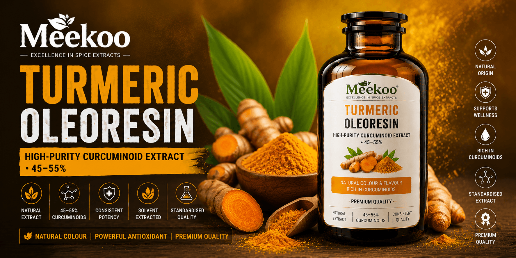 Turmeric Oleoresin (High-Purity Curcuminoid Extract · 45–55%) — Meekoo organic
