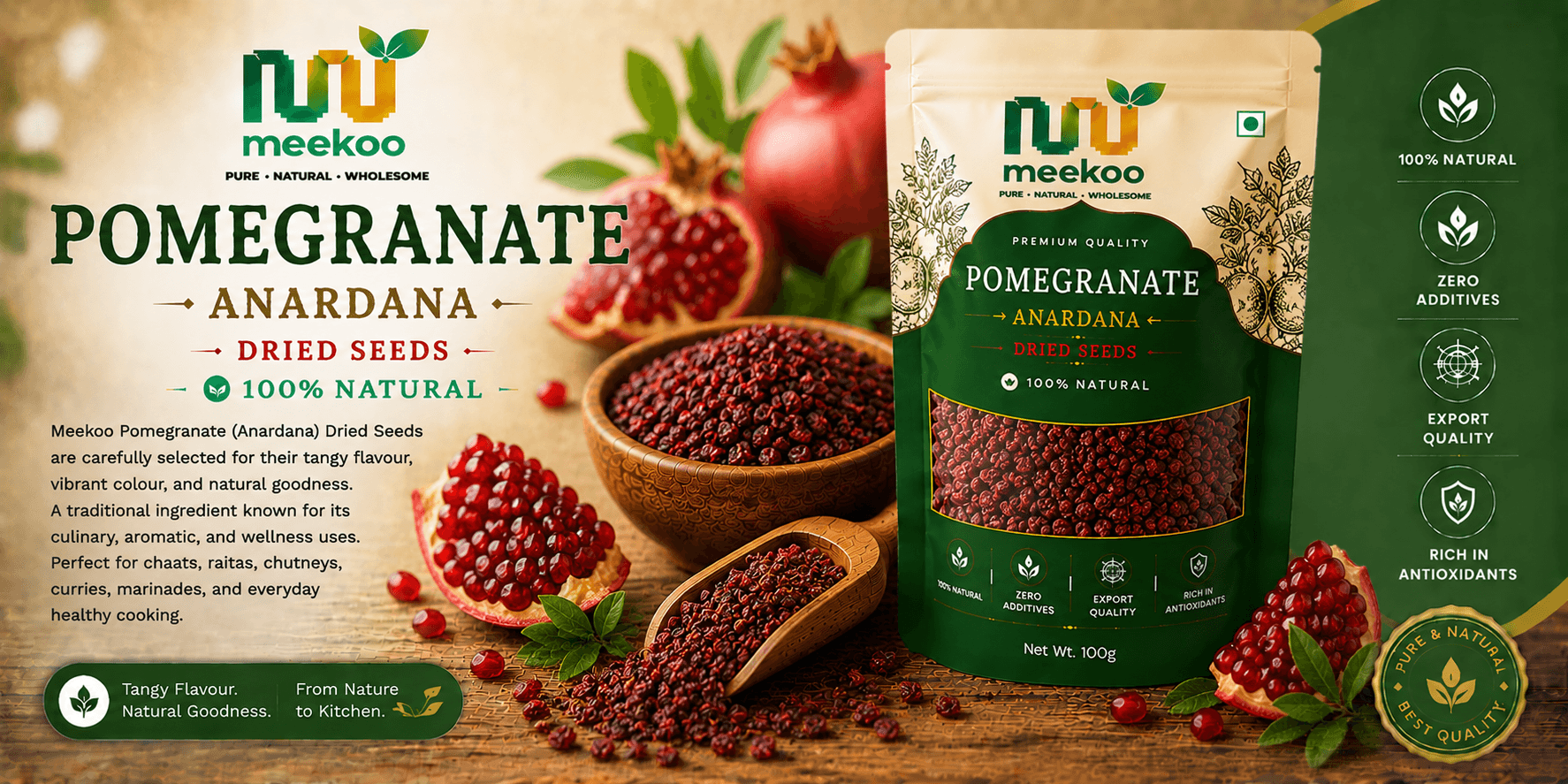 Pomegranate (Anardana · Dried Seeds) — Meekoo organic