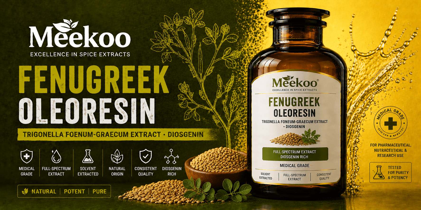 Fenugreek Oleoresin (Trigonella foenum-graecum Extract · Diosgenin) — Meekoo organic
